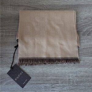 Gucci Beige and Brown Signature monogram gg Scarf